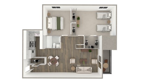 Floor plan for 2 beds, 1 bath, 900 sqft